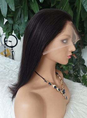 full lace wig 全蕾丝发套纯手织高档蕾丝假发百分百真人发自然黑