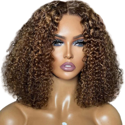 10A Highlight Piano 4/27 Curly Bob 13*4 Human Hair Wig