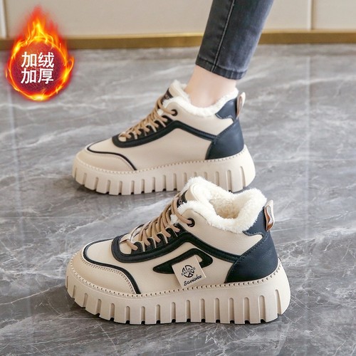 踩屎感加绒加棉运动鞋女款冬季2025年新款加厚保暖高帮大棉鞋防滑