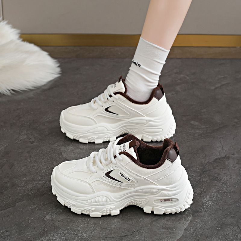 加绒老爹鞋女2025年冬季厚底休闲运动鞋保暖二棉鞋学生初中生棉鞋
