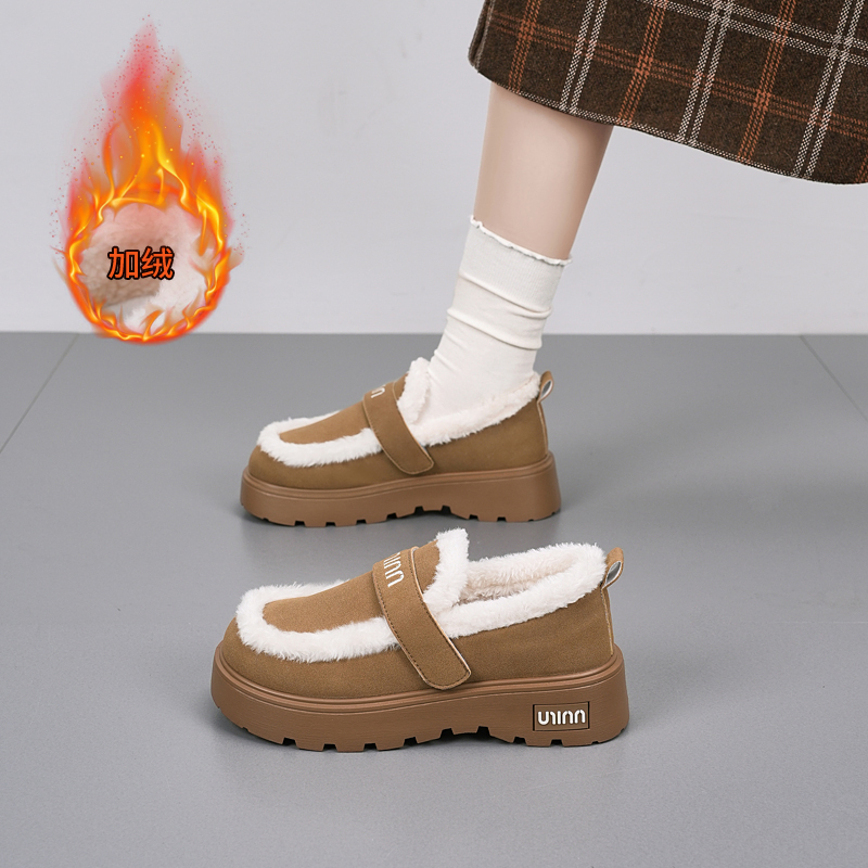 毛条马街蝴蝶扣大码厚底皮绒棉勃肯鞋棉鞋女鞋冬季舒适大棉妈妈鞋