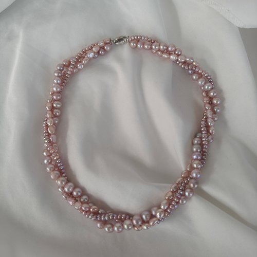 天然淡水珍珠紫色多层缠绕