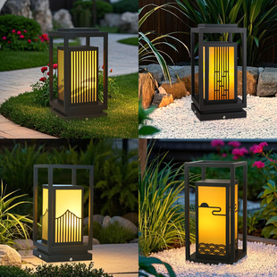 新中式 草坪灯庭院景观灯花园别墅公园户外防水柱头灯草地太阳能灯