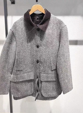 La拉女装2025年新款冬装一排扣咖啡色外套女ODWW769E59