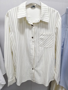 热女条纹长袖 F02W25306 衬衣2025竖条纹宽松轻薄外套内搭上衣衬衫