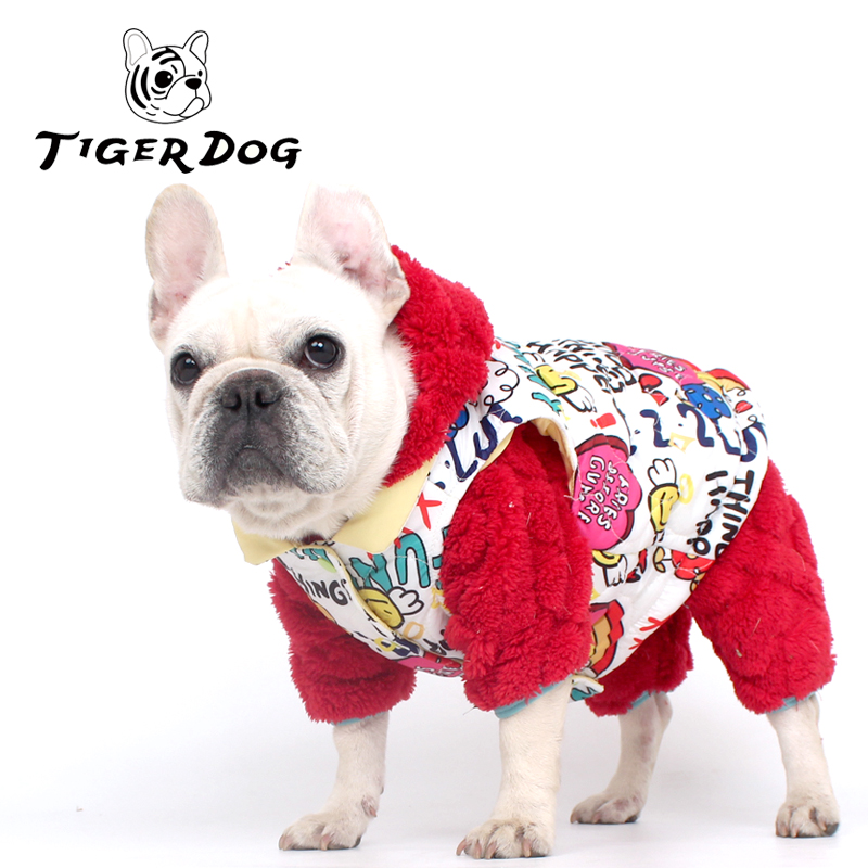 TIGERDOG秋冬卡通狗狗法斗巴哥短粗胖斗牛犬棉衣马甲保暖棉服衣服