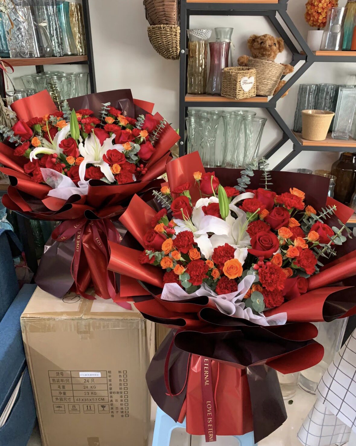 康乃馨玫瑰百合花束生日祝福送妈妈母亲节礼物长春同城速递送花