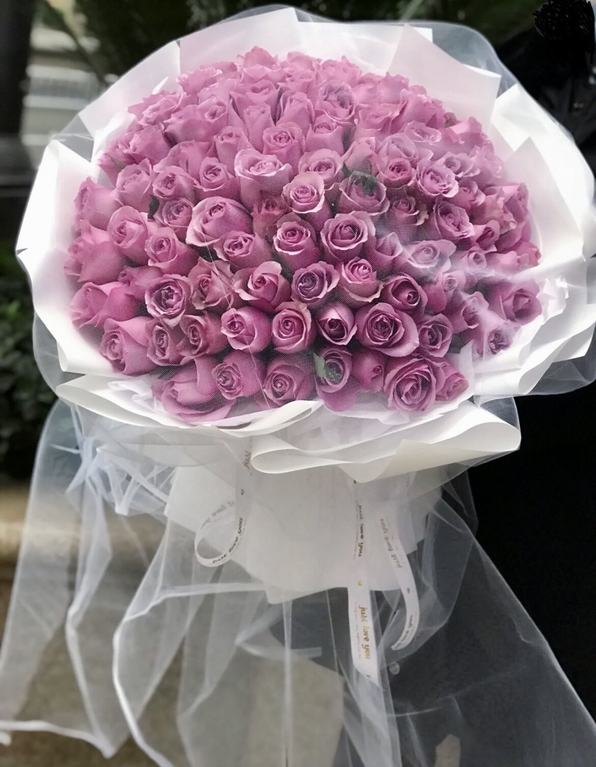 99朵紫色玫瑰节日生日祝福送花长春实体鲜花店同城速递配送