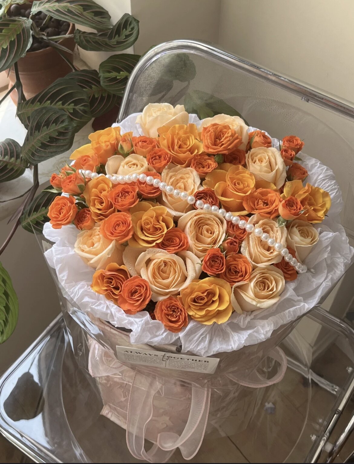 香槟色玫瑰辉煌橙芭比生日祝福送花长春同城速递实体店节日花束