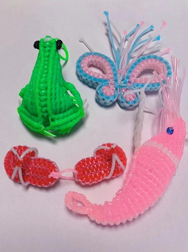 手工彩色塑料水晶编绳空心玻璃丝手链鱼虾蝴蝶青蛙拖鞋80 90后经