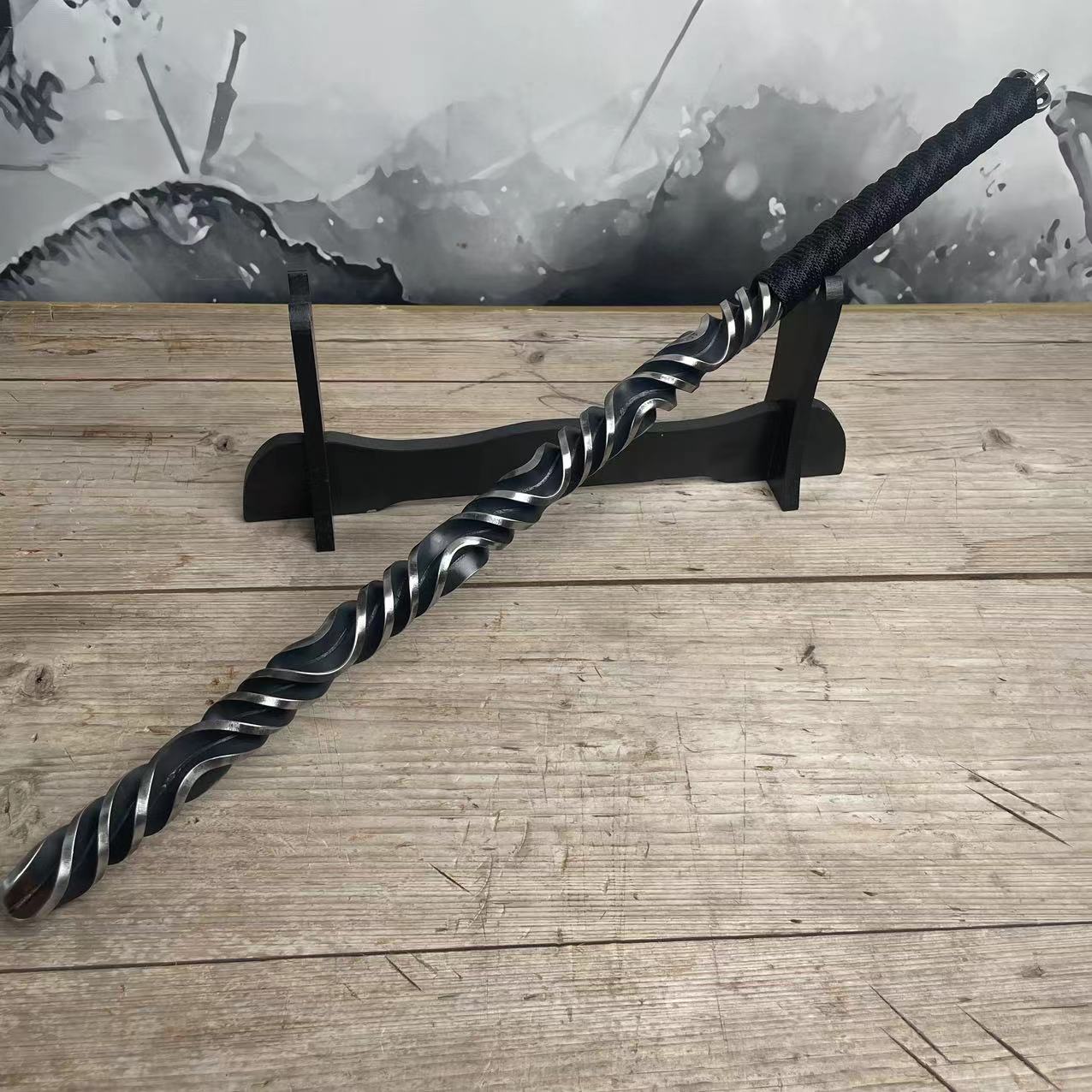 龙泉实心锰钢菲律宾短棍一体锻打车载防身保安装备防爆武术烧火棍