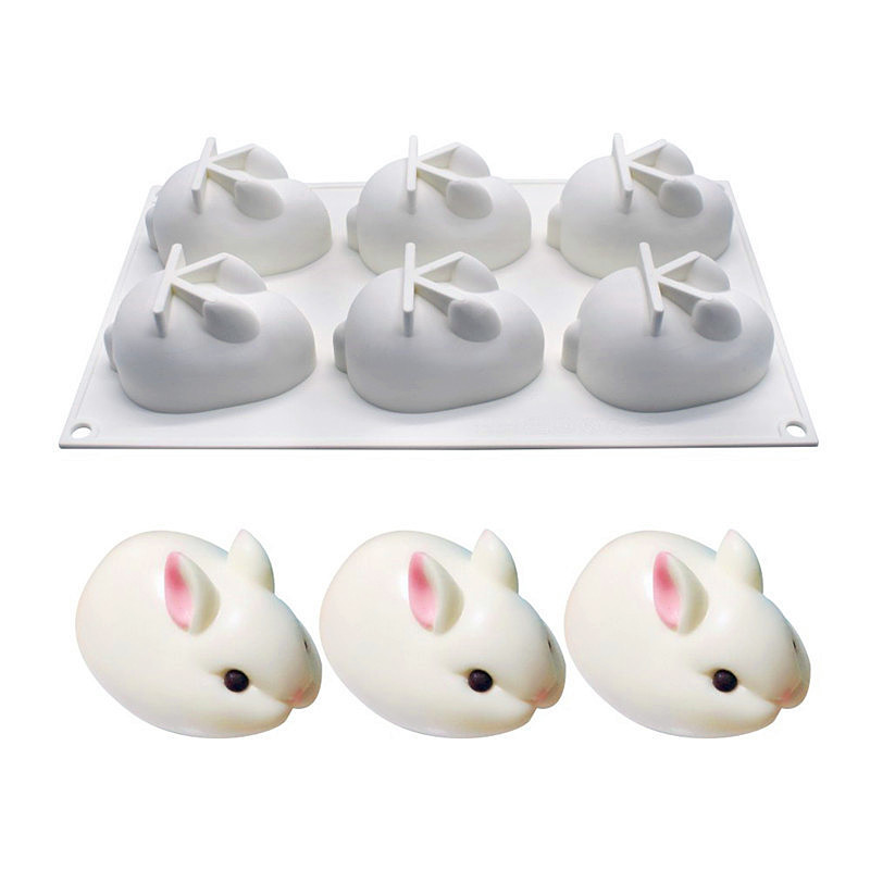 6连网红慕斯硅胶卡通果冻兔子