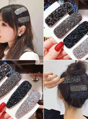 发夹女边夹侧边刘海小碎发卡新款高级儿童满钻水晶夹子头饰bb卡子