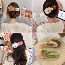 毛绒小熊发夹女后脑勺可爱卡通大夹子头饰卡子大号侧边刘海碎发卡