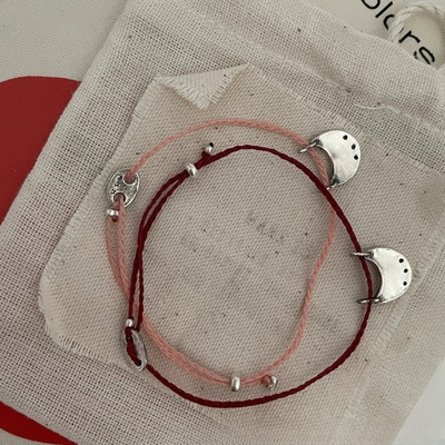 ins风韩国小众品牌Mars25马蹄彩色编织手绳925纯银叠戴红绳手链女