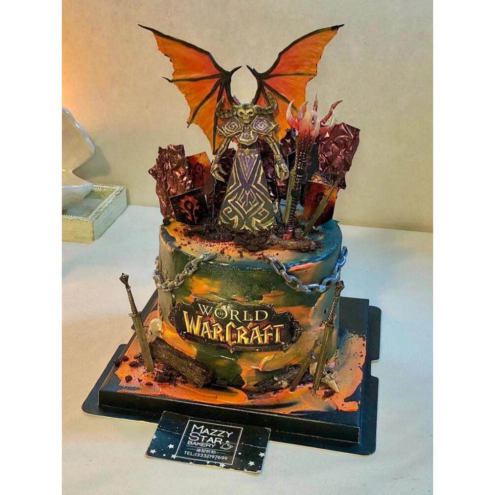 wow魔兽世界游戏定制男士蛋糕生日上海同城配送当日达