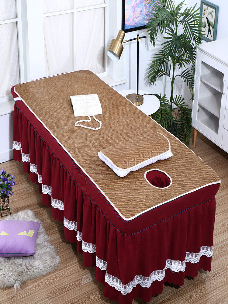 COOL MAT FOR BEAUTY SALON RATTAN MAT MASSAGE BED BODY THERAPY ICE SILK MAT SHAMPOO BED SUMMER MAT HOLES