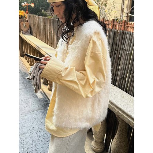 冬季韩版V领羊毛马甲显瘦