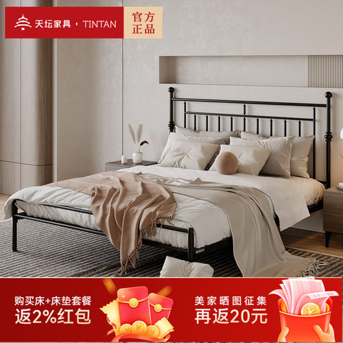 天坛简约现代风双人床金属铁床