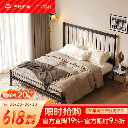 天坛家具双人北欧铁艺床