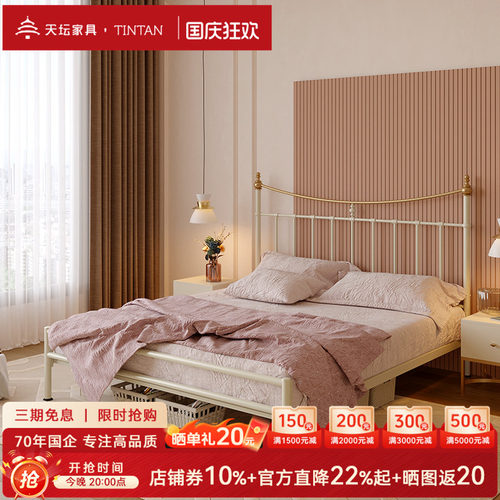 天坛简约现代加厚加固双人铁艺床