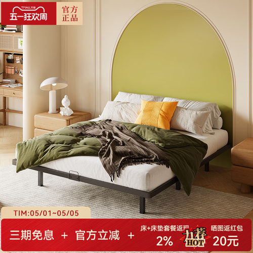 天坛家具简约双人铁艺床