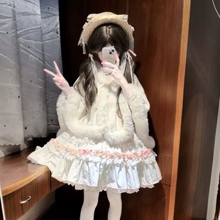 2025新款斗篷披肩配婚纱lo裙马面裙群百搭加绒加厚秋冬开衫小外套