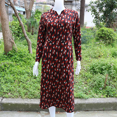 卡亚卡德绒长袖连衣裙中年春秋装