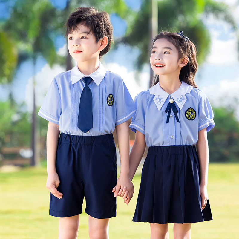 幼儿园园服夏季纯棉短袖运动会套装小学生班服夏装儿童校服毕业照