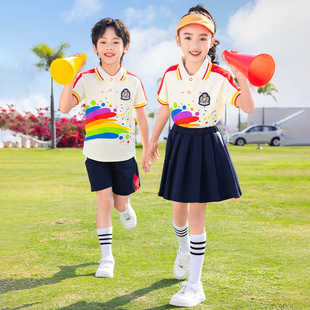 校服小学生夏季短袖polo衫幼儿园园服儿童学院风班服套装毕业服装