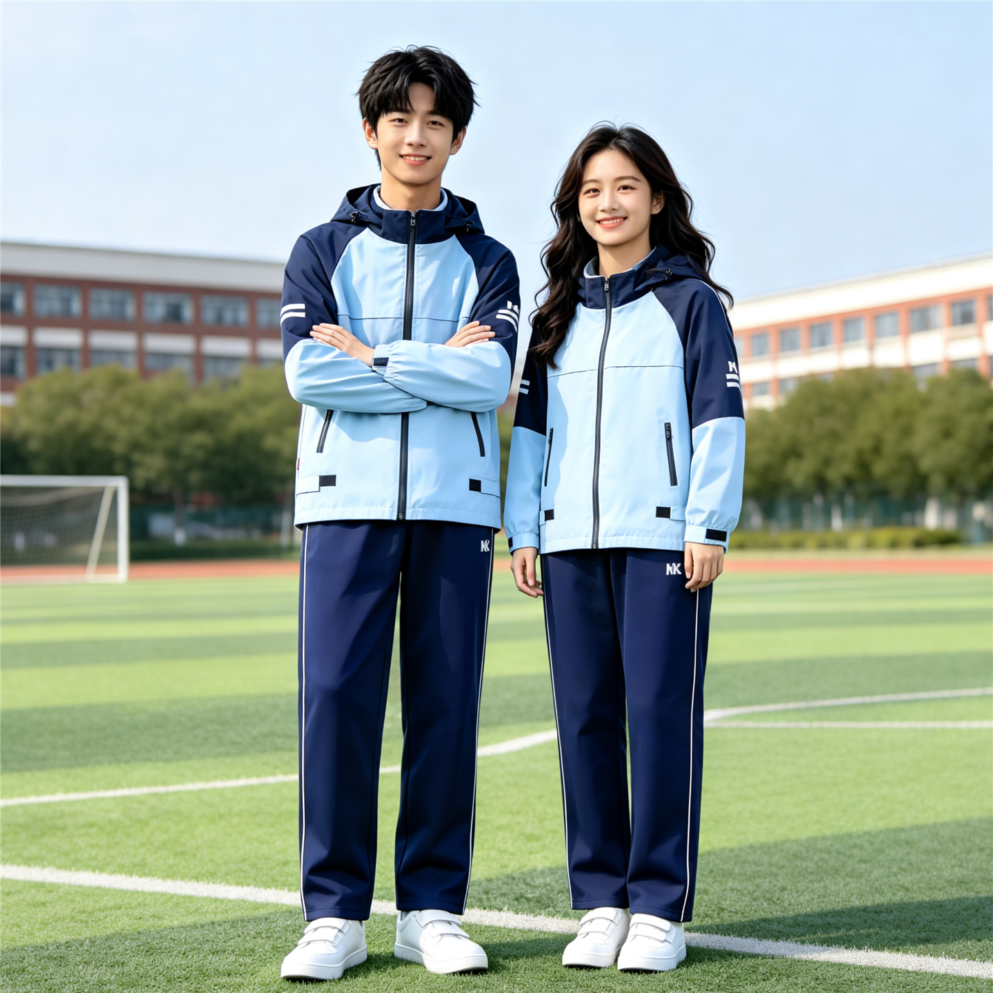 海口市统一校服一市一款中小学生班服冲锋衣秋冬装高中班服三件套