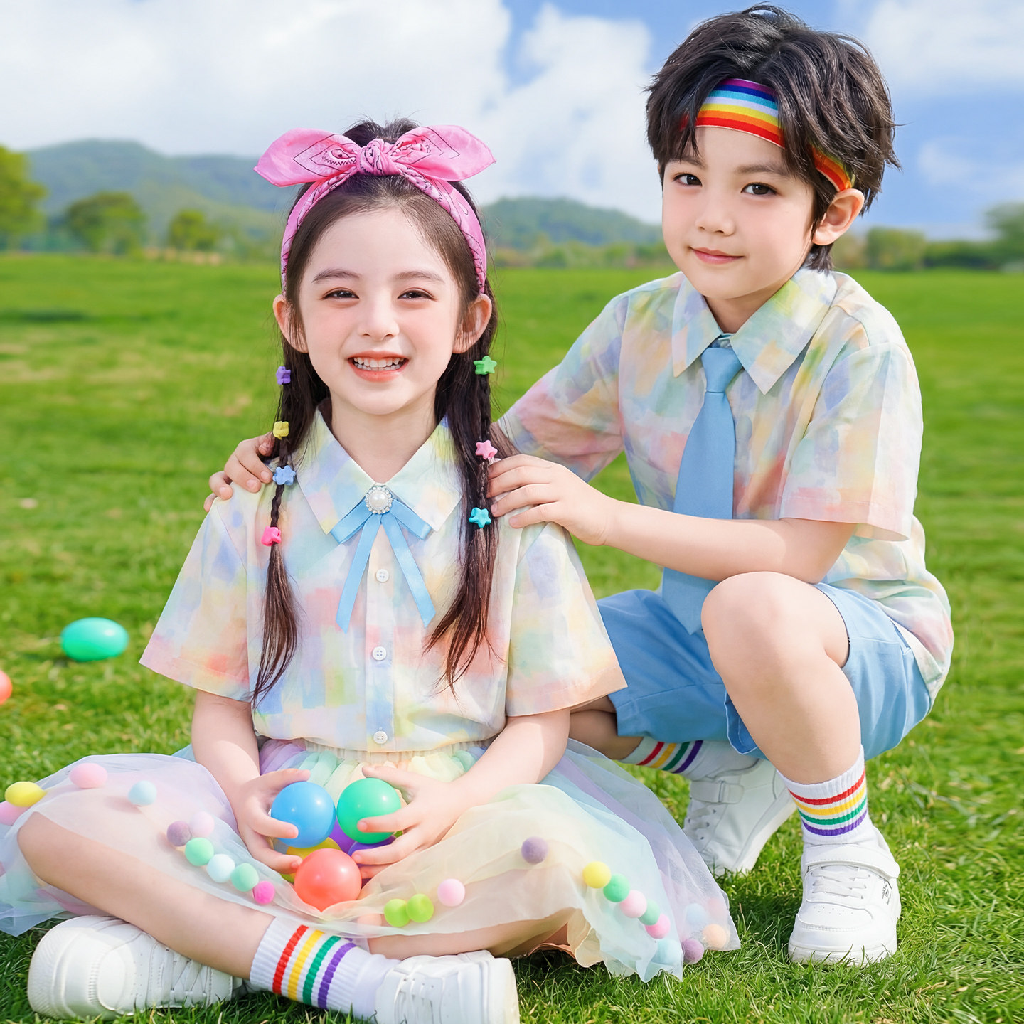 儿童演出服啦啦队服小学生运动会服装可爱港风舞蹈服幼儿园表演服