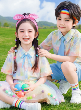 儿童演出服啦啦队服小学生运动会服装可爱港风舞蹈服幼儿园表演服