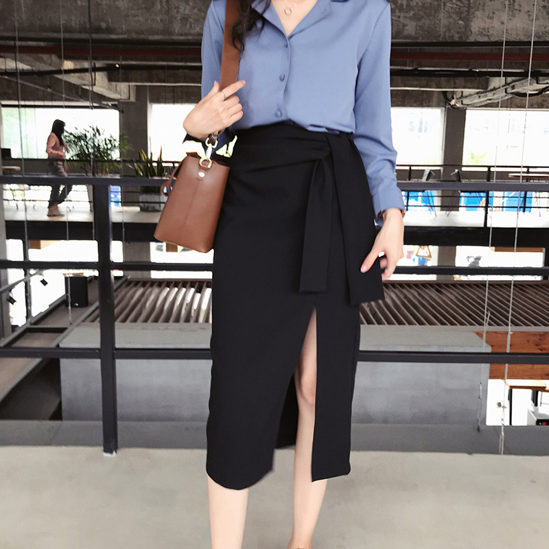 半身裙女2019秋季新款高腰显瘦黑色包臀裙中长款性感开叉一步裙子|ruв категории Женская одежда, юбка - от Buy2taobao.com для оказания профессиональной услуги покупки агента Taobao