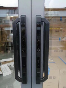 3D人脸大拉手指纹锁全自动重型推拉门铝合金商铺门指纹密码智能锁
