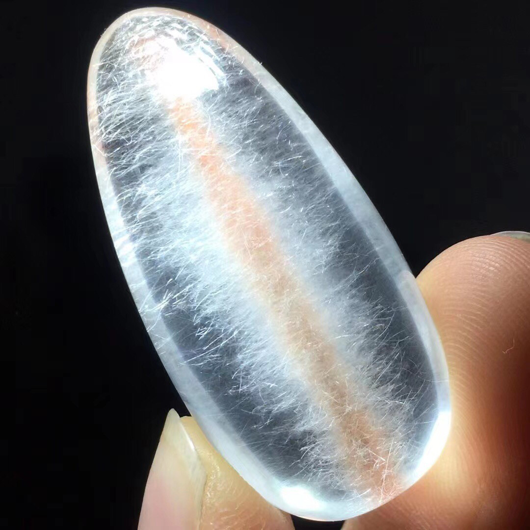 天然白水晶包裹双生兔毛裸石吊坠 一物一图水晶宝石