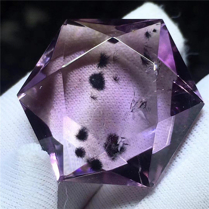 天然紫水晶全包裹蓝发晶花大卫星吊坠 一物一图水晶随形
