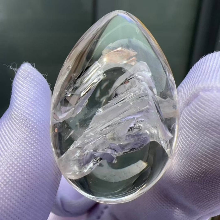 天然白水晶包裹冰川 千层银山负晶裸石吊坠 异象水晶 一物一图
