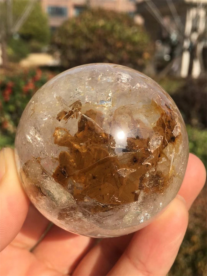 天然白水晶骸骨水晶球摆件 古老水晶宝石 一物一图