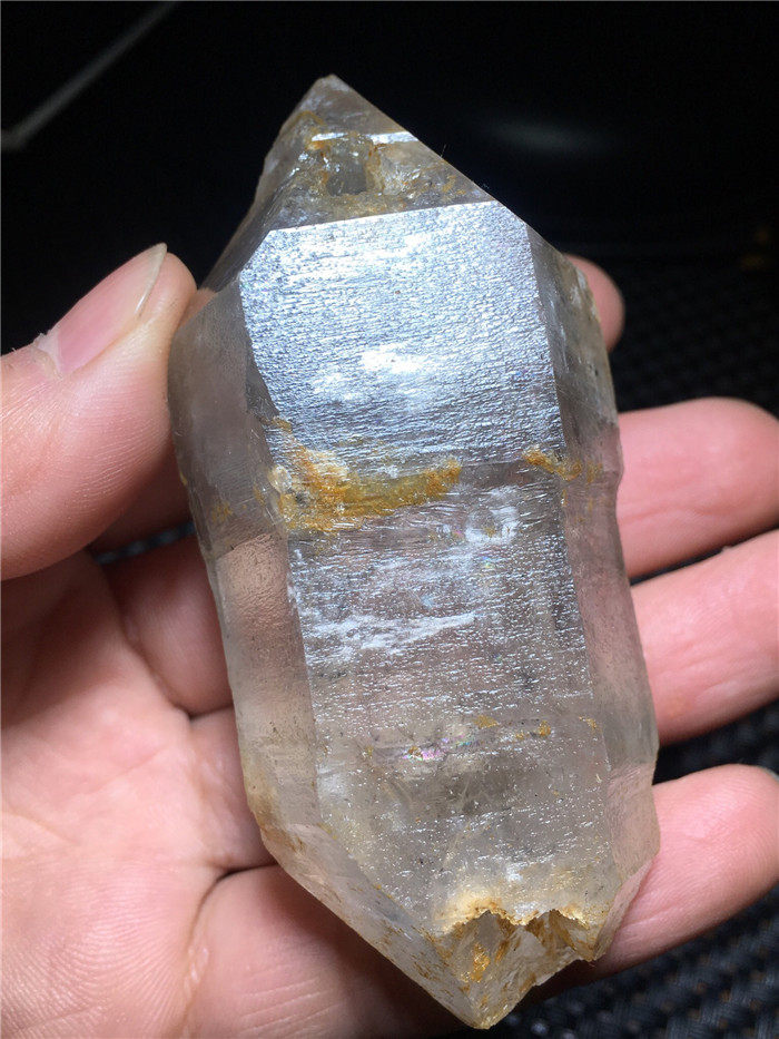 云贵水晶 天然白水晶双尖原石 包裹流动水胆