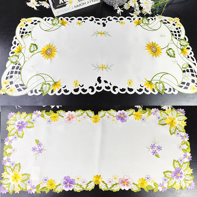 【出口海外订单尾货处理】刺绣桌布桌旗布艺绣花台布茶几装饰垫