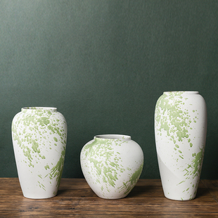 景德镇陶瓷花器插花花瓶家居装饰品艺术白色中式软装宽口径电视柜