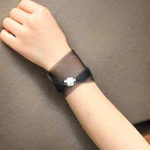 时尚 颈多功能饰品薄款 百搭手链 磁吸扣网纱手腕懒人丝巾手袖 夏季