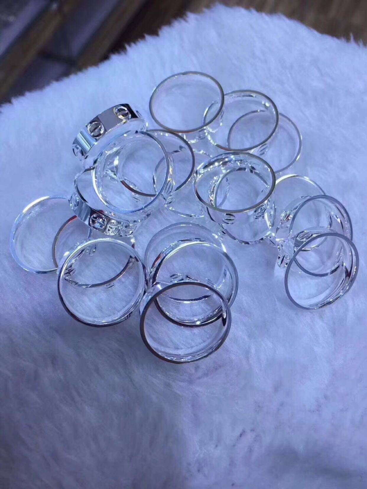 990足银卡高定精工内扑闭口指环纯银戒指男女情侣款一对免费刻字