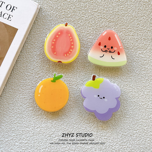 可爱小众水果图案气囊支架粘贴式手机壳背贴懒人伸缩支撑追剧男女