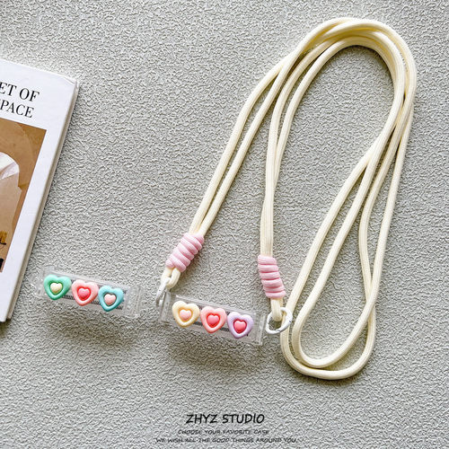 可拆卸背夹斜挎可背带斜挎挂绳防摔小清新爱心多型号手机壳通用女