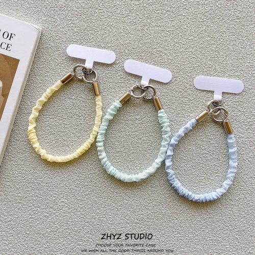 手机挂绳ins高级绢纱简约纯色褶皱手腕带短绳钥匙扣ccd相机手提女