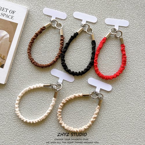 手机挂绳ins高级小肠简约纯色褶皱手腕带短绳钥匙扣ccd相机手提女