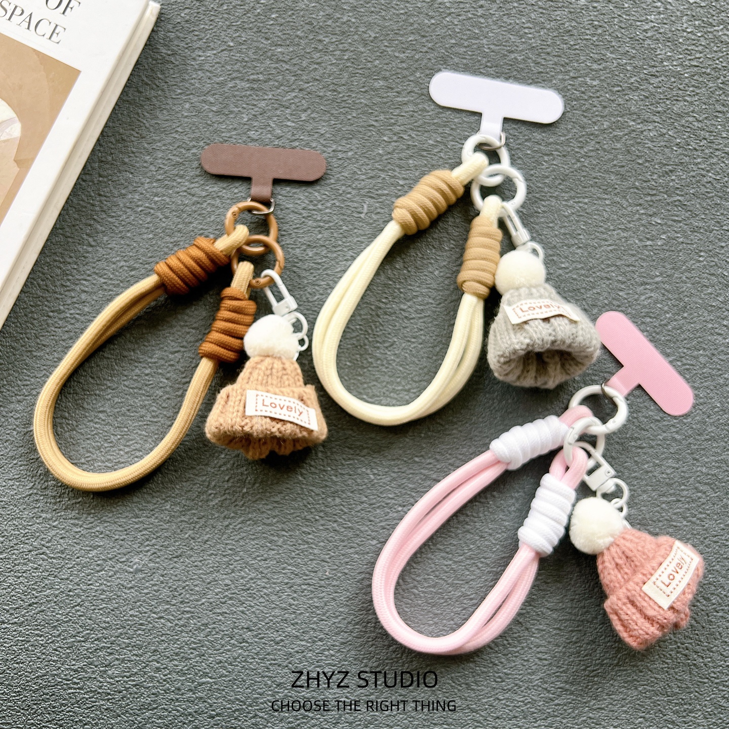 手机挂绳秋冬帽子挂件编织手腕短绳手绳带夹片手提手机壳钥匙扣女