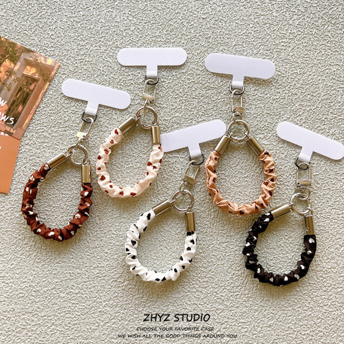 简约创意布艺褶皱爱心迷你手机短挂绳钥匙扣指环绳创意手指绳结实